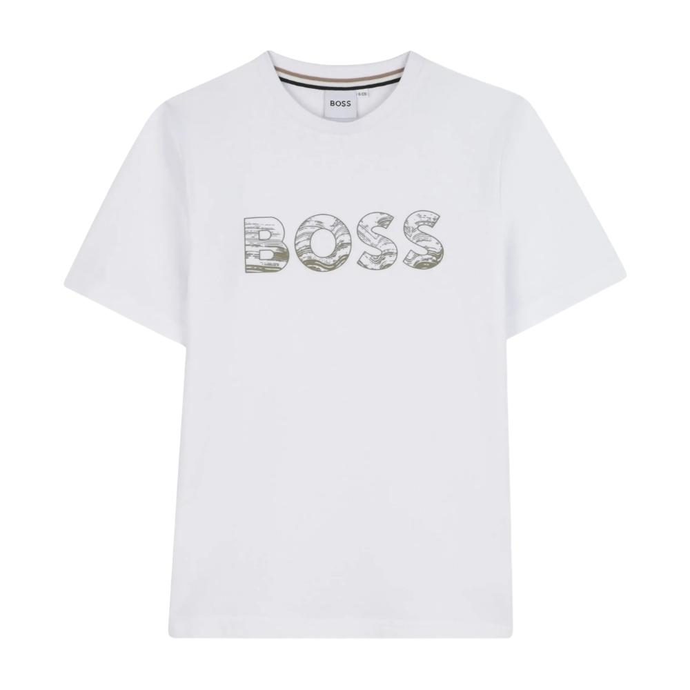 Playera BOSS Kids Blanca con Logotipo Frontal
