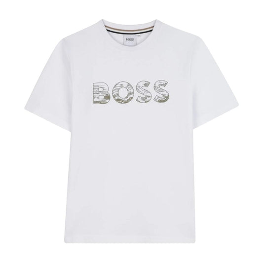 Playera BOSS Kids Blanca con Logotipo Frontal