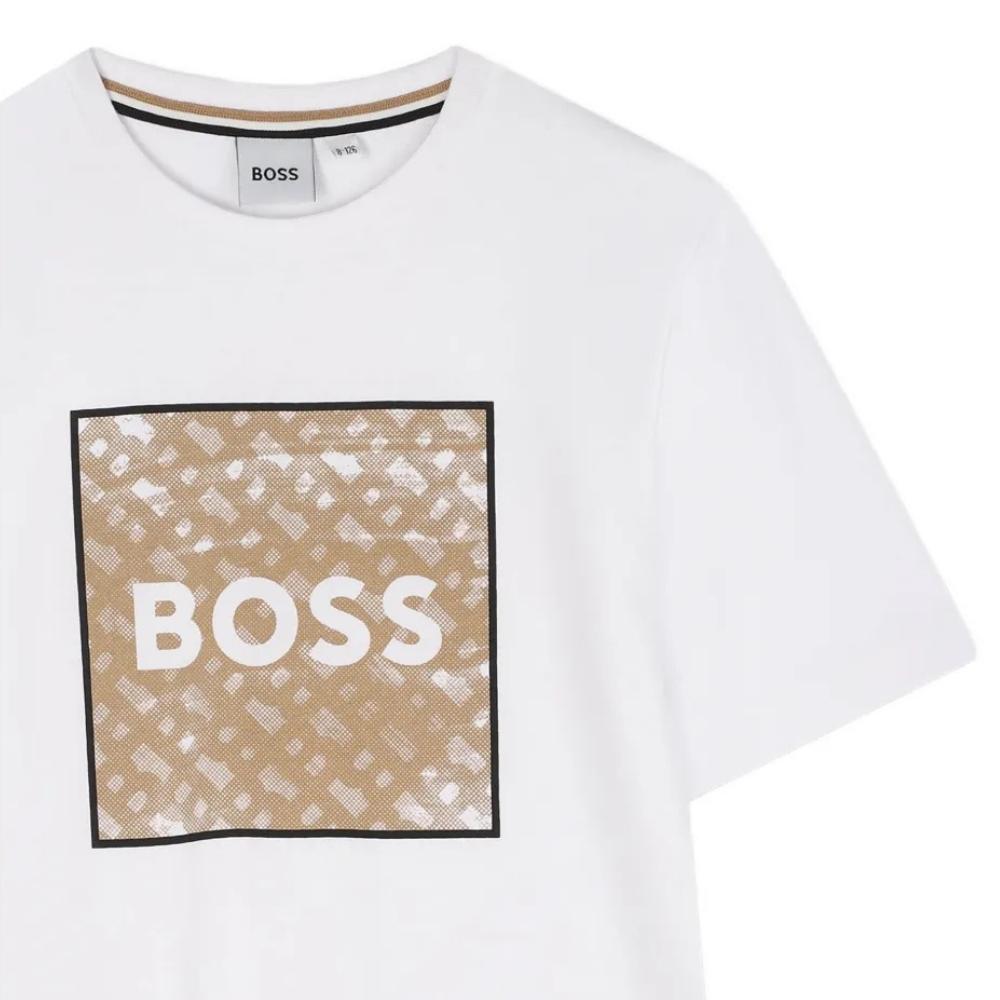 Playera BOSS Kids  Blanca Monograma