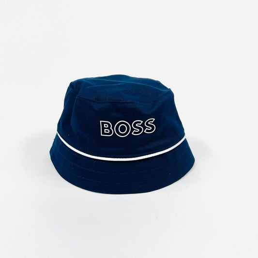 Sombrero Bucket Boss Azul Marino Para Niño con Ribete Blanco