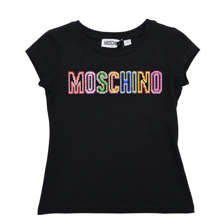 Blusa Moschino negra con letras bordadas