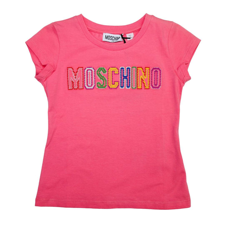 Blusa Moschino rosa con letras bordadas