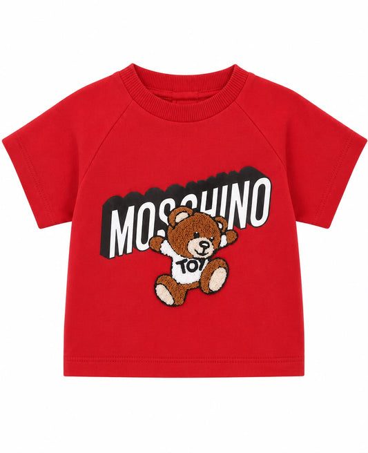 Playera Moschino Baby Roja con Teddy Toy Bouclé