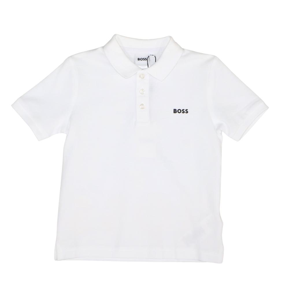Playera Polo BOSS Infantil Blanca Classic Logo