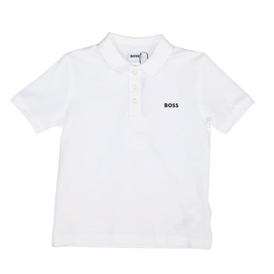Playera Polo BOSS Infantil Blanca Classic Logo