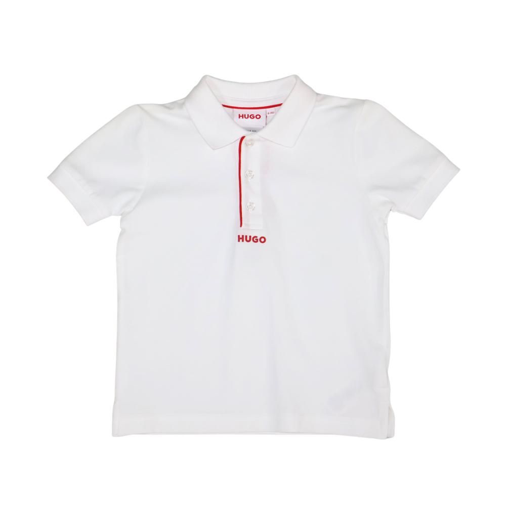 Playera Polo Hugo para Niño Blanca con Logo Frontal
