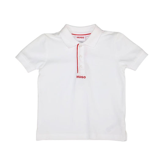 Playera Polo Hugo para Niño Blanca con Logo Frontal