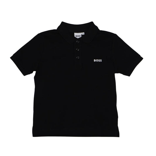 Playera Polo BOSS Infantil Negra Classic Logo