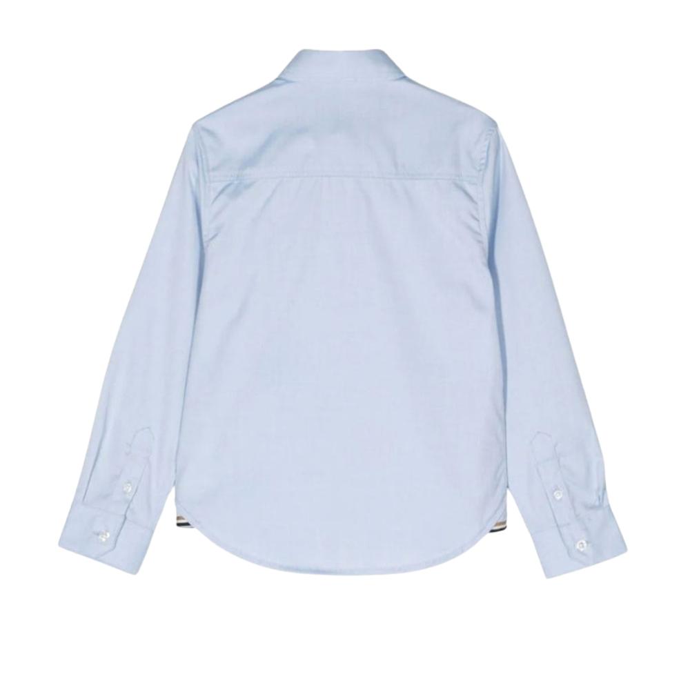 Camisa Infantil BOSS Manga Larga Azul Cielo