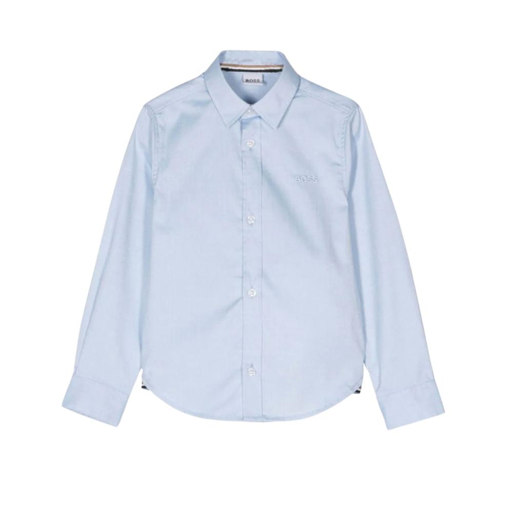 Camisa Infantil BOSS Manga Larga Azul Cielo