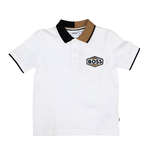 Playera Polo BOSS Infantil Blanca
