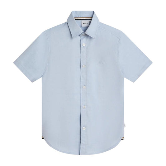Camisa BOSS Manga Corta Azul Claro con Logo Bordado