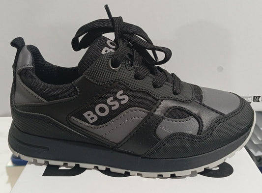 Tenis BOSS Kids Negro/Gris | Logo Lateral
