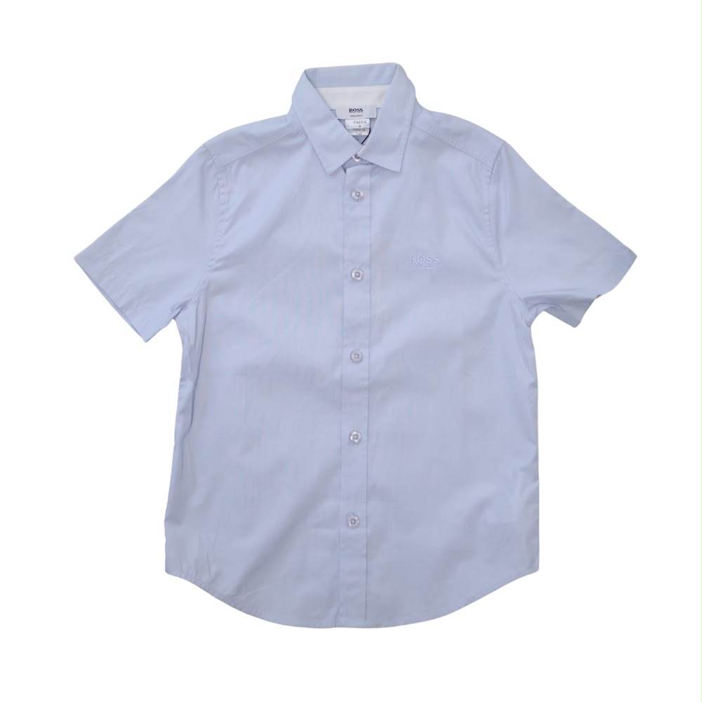 Camisa Infantil BOSS Manga Corta Azul Cielo