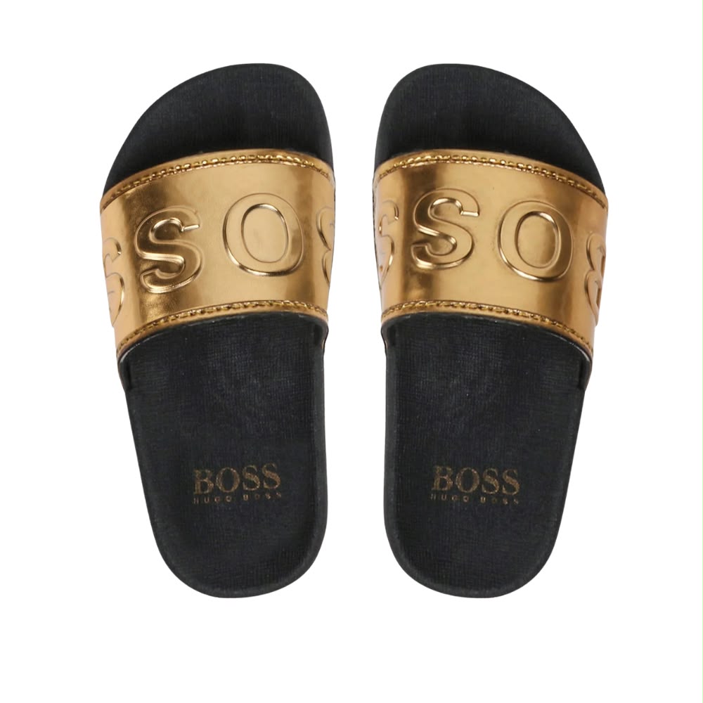 Sandalias Casual BOSS Logo Dorado/Negro para Niña
