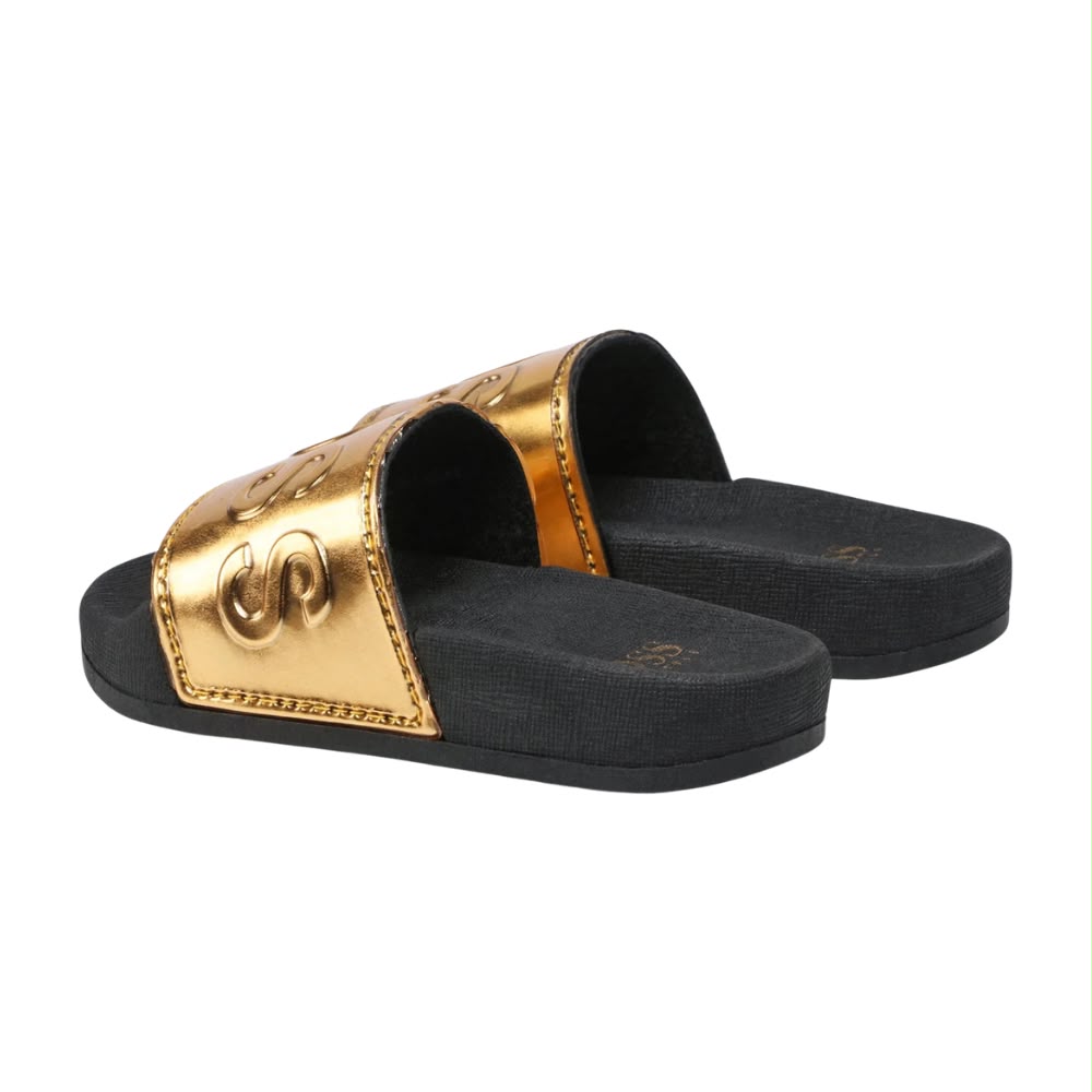 Sandalias Casual BOSS Logo Dorado/Negro para Niña