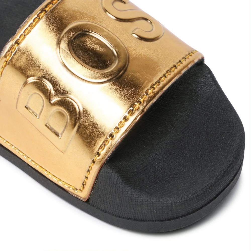Sandalias Casual BOSS Logo Dorado/Negro para Niña