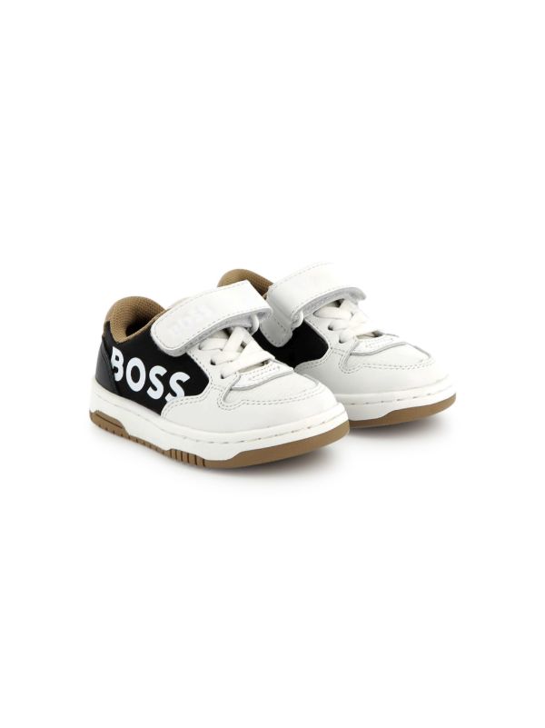 Tenis BOSS para bebé – Blanco con negro y suela beige