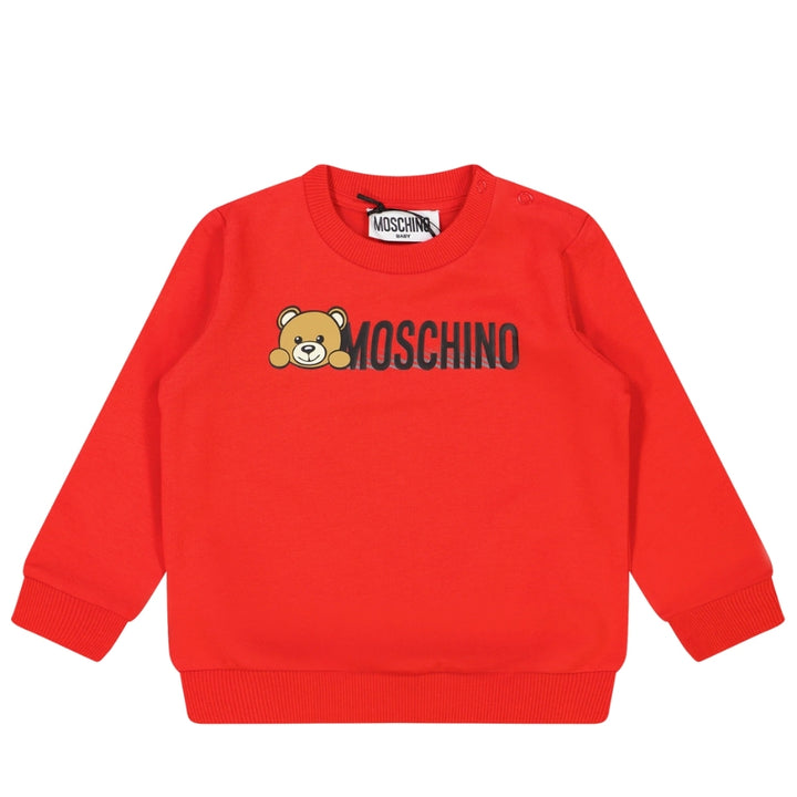 Moschino Baby – Sudadera Roja con Osito y Logo