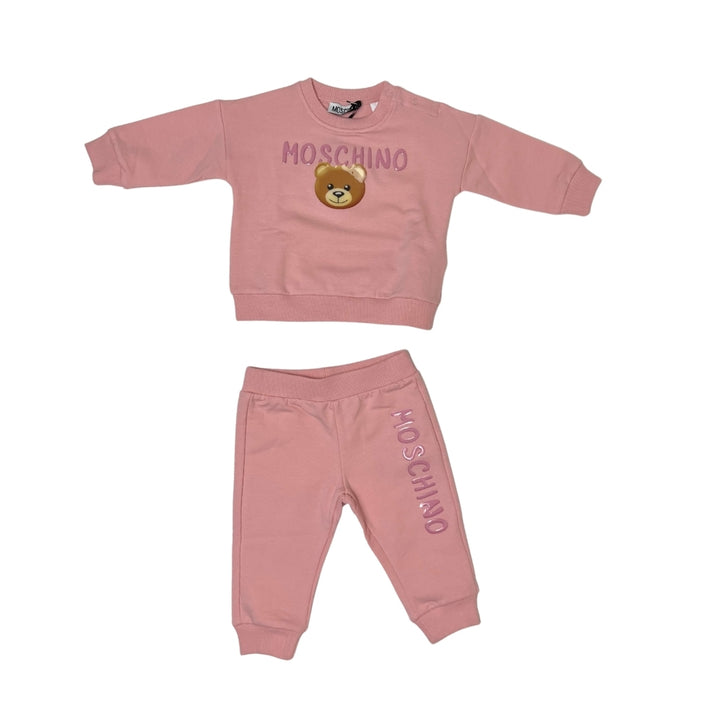 Moschino Baby – Conjunto Rosa con Osito y Logo