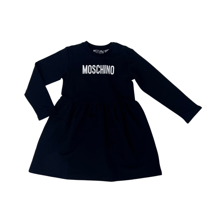 Moschino Baby – Vestido Negro con Logo Blanco