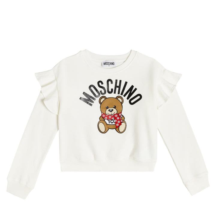 Moschino Blusa Blanca Osito Toy con Volantes