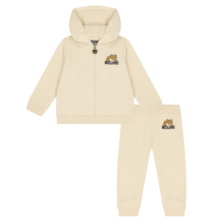 Moschino Baby – Conjunto Beige con Sudadera con Capucha y Jog
