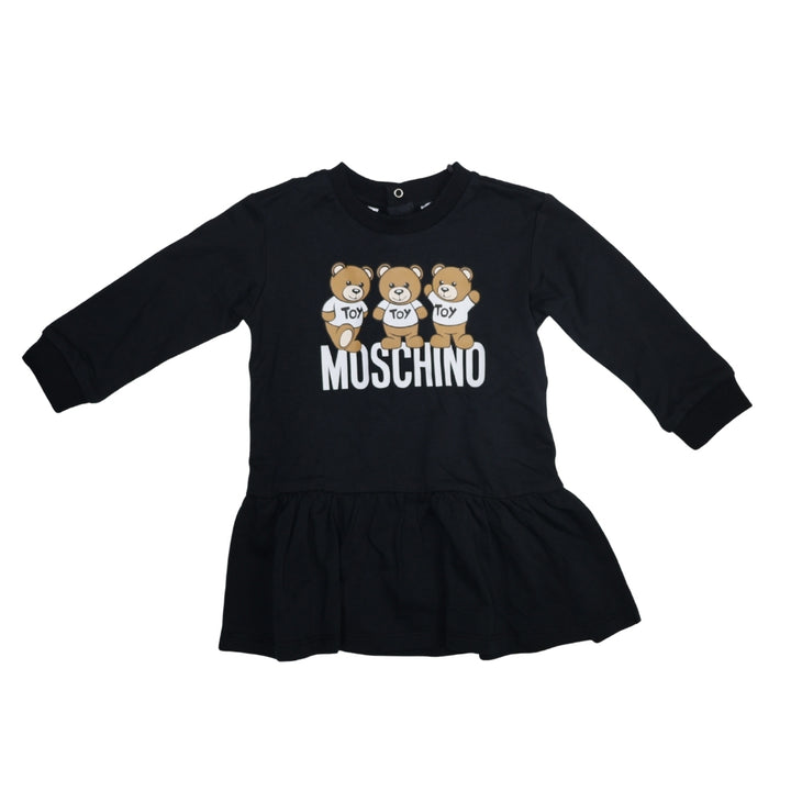 Moschino Baby – Vestido Negro con Ositos Toy y Logo