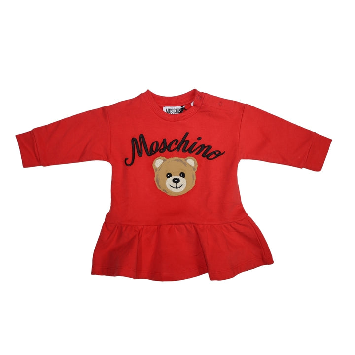 Moschino Baby – Vestido Rojo con Osito Bordado y Logo