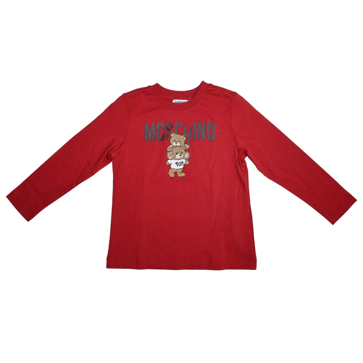 Moschino Baby – Playera Roja de Manga Larga con Ositos Toy
