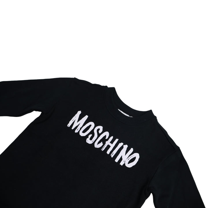 Moschino Baby – Sudadera Negra con Logo Blanco Estilo Brush