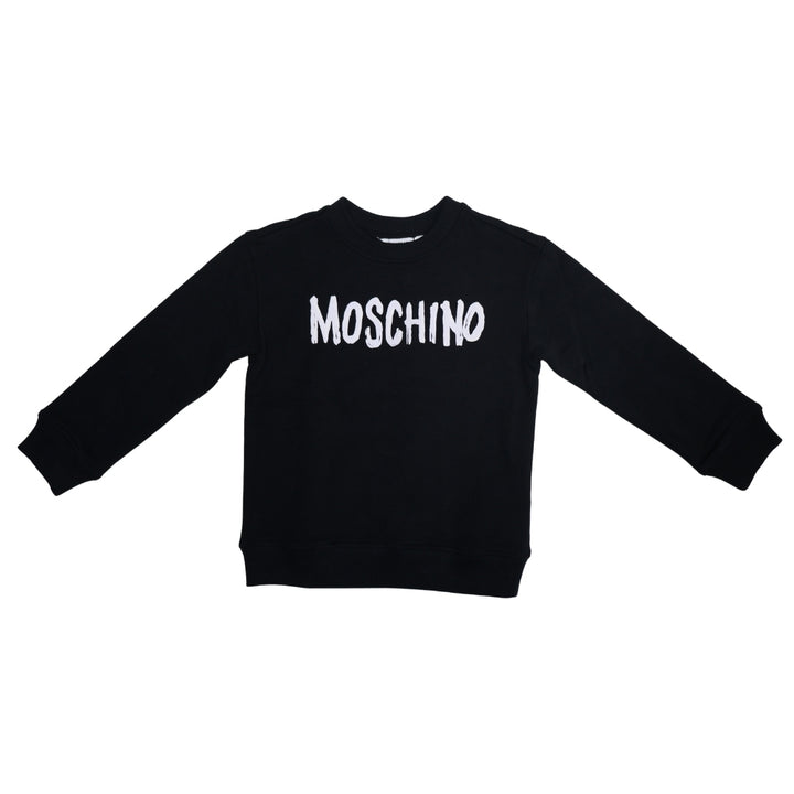Moschino Baby – Sudadera Negra con Logo Blanco Estilo Brush