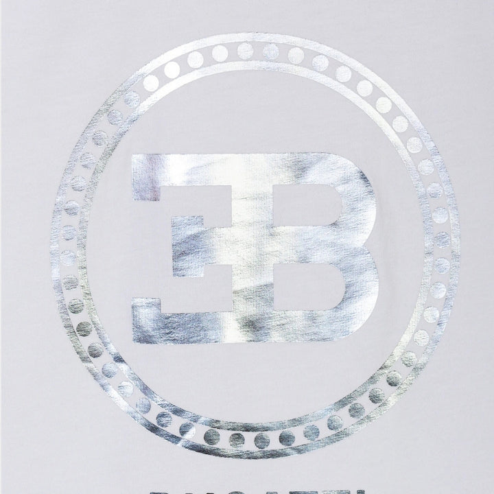 Playera Bugatti Blanca con Logo EB Plateado