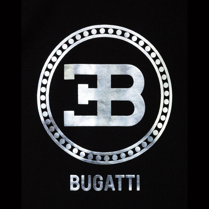 Playera Bugatti Negra con Logo EB Plateado