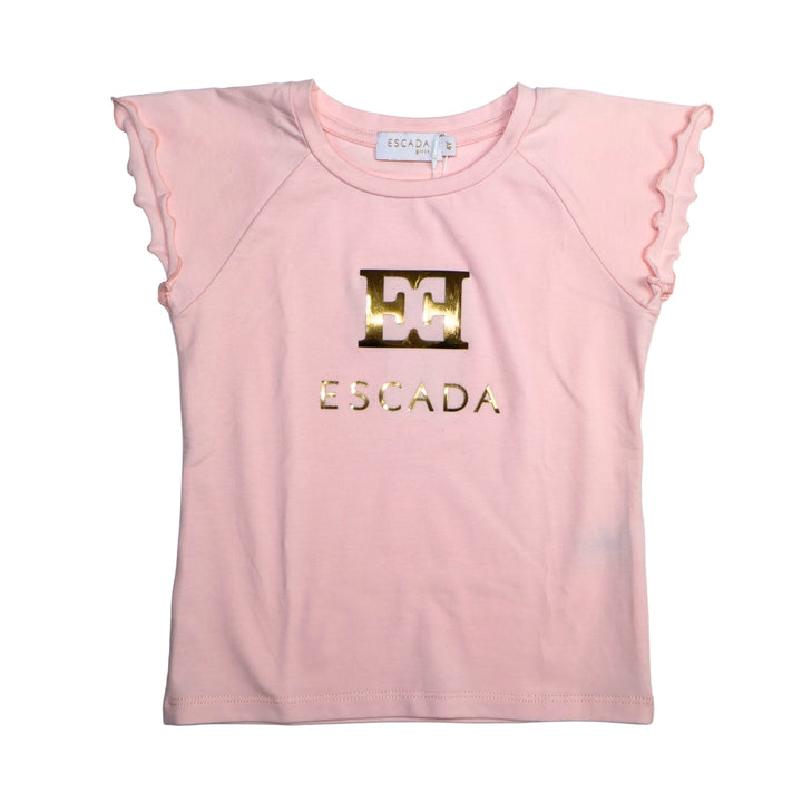 Playera Escada Rosa Pastel con Logo Dorado