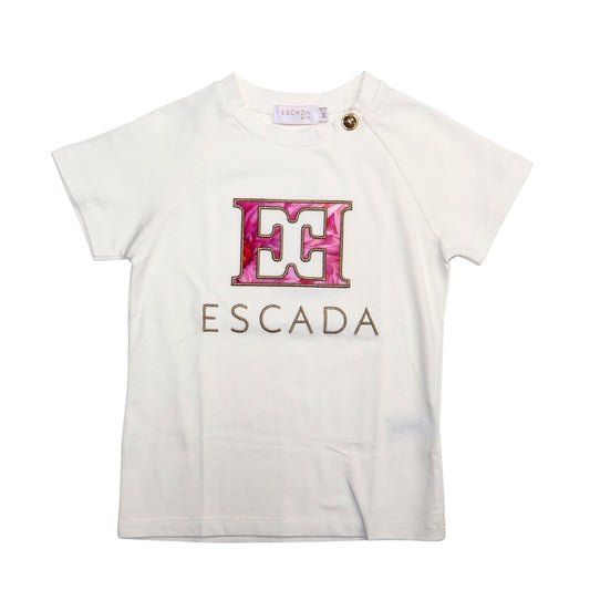 Playera Escada Blanca con Logo Rosa