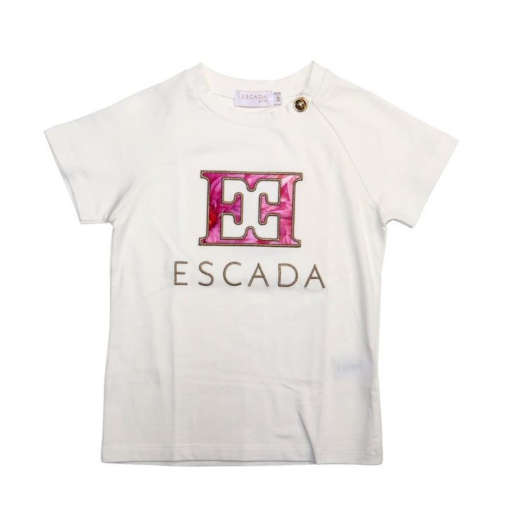 Playera Escada Blanca con Logo Rosa