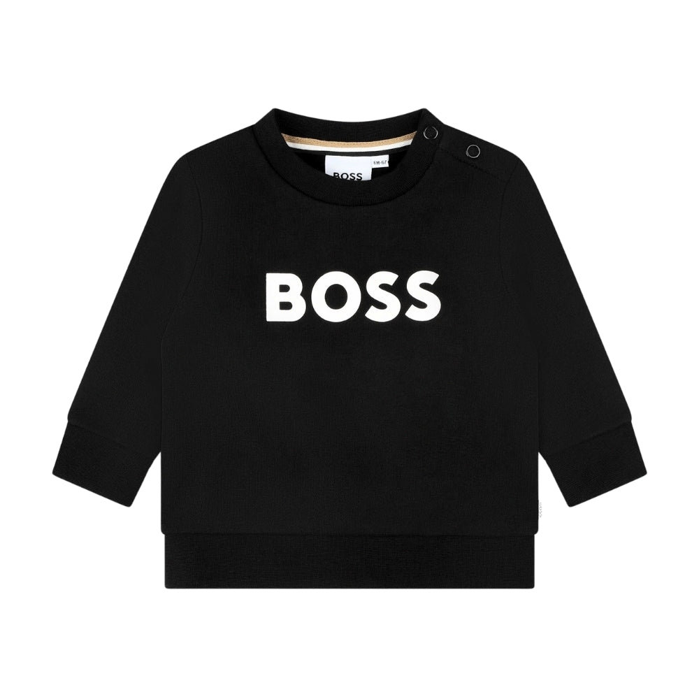 Sudadera Negra bebe BOSS con Logo Frontal