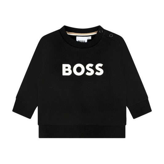 Sudadera Negra bebe BOSS con Logo Frontal