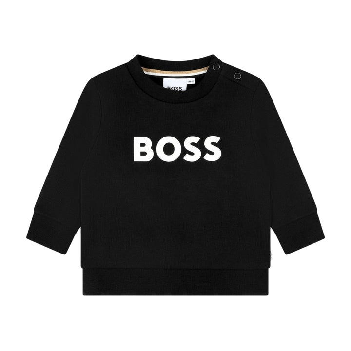 Sudadera Negra bebe BOSS con Logo Frontal