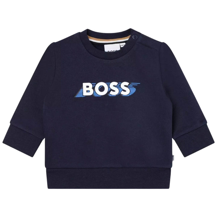 Sudadera Azul Marino para Bebé BOSS con Logo Estampado