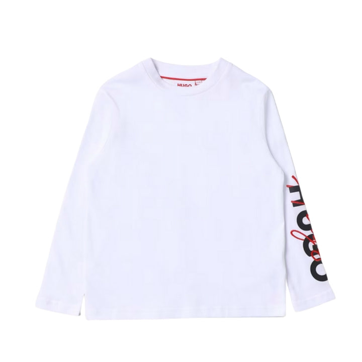 Camiseta de manga larga HUGO Boss blanca con logo lateral