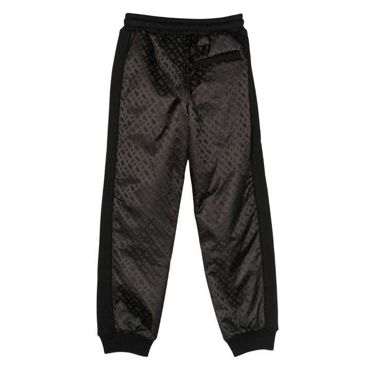 Pantalón jogger BOSS negro con diseño monograma satinado