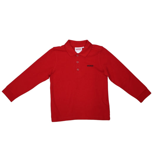 Polo de manga larga HUGO rojo con logo negro