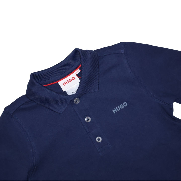 Polo de manga larga HUGO Boss azul marino con logo gris