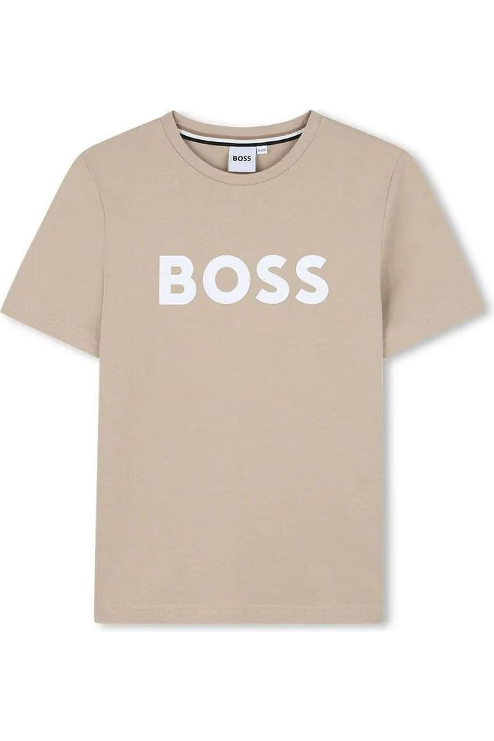 Playera BOSS beige con logo blanco
