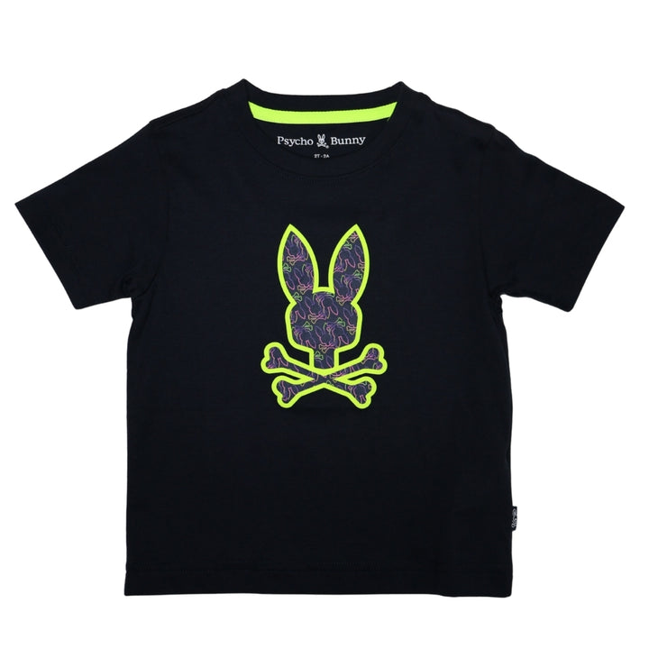 Playera Psycho Bunny Negra con Logo Verde Neón Estampado