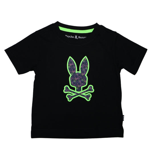 Playera Psycho Bunny Negra con Logo Verde Neón Estampado