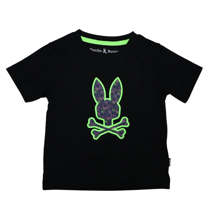 Playera Psycho Bunny Negra con Logo Verde Neón Estampado