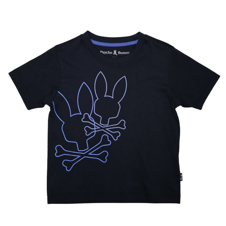Playera Psycho Bunny Negra con Doble Logo Azul